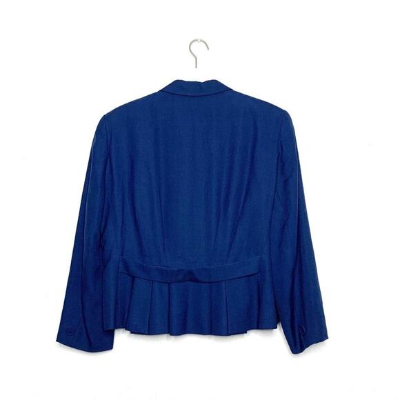 Vintage 70s/80s Christian Dior Pleated Back Wool Suit Blazer Medium/Large Navy - Picture 5 of 15